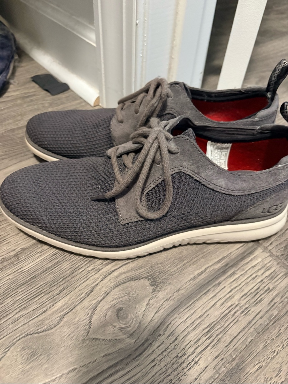 UGG Men’s Charcoal Knit Lace-Up Sneaker with White Sole